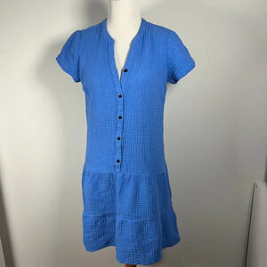 J.Jill blue cotton tiered gauze lightweight casual dress XS